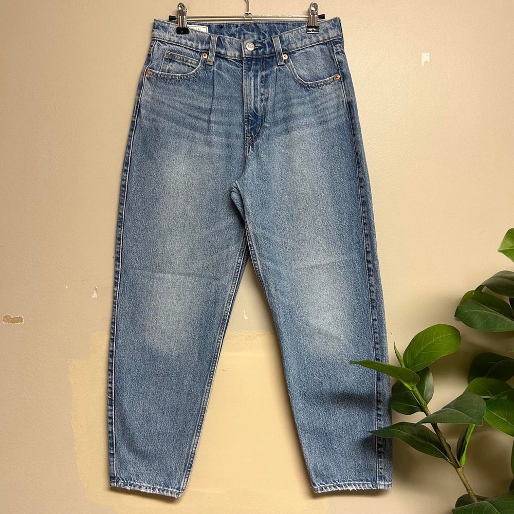 GAP Denim Barrel High Rise Faded Mid Wash Jeans Blue Women 25 0R